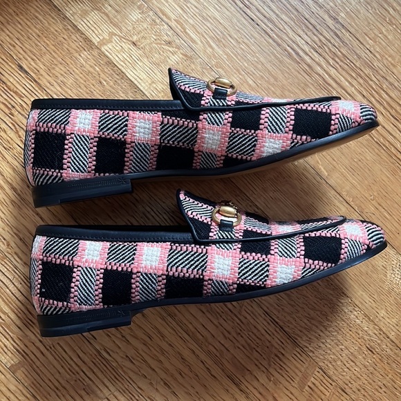Gucci Jordaan Horsebit Multi Color Plaid Check Tweed Loafers Flats 34 - Picture 7 of 16